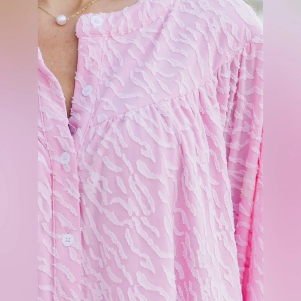 NWT Shop the Mint Pink & White Flowy Babydoll Blouse Tunic | Size Small